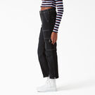 Pantalon cargo &agrave; revers de coupe &eacute;troite pour femmes - Black &#40;BKX&#41;