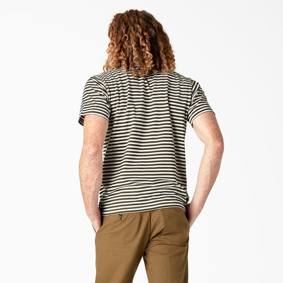Dickies Skateboarding Striped T-Shirt - Dark Olive/White Stripe &#40;STQ&#41;