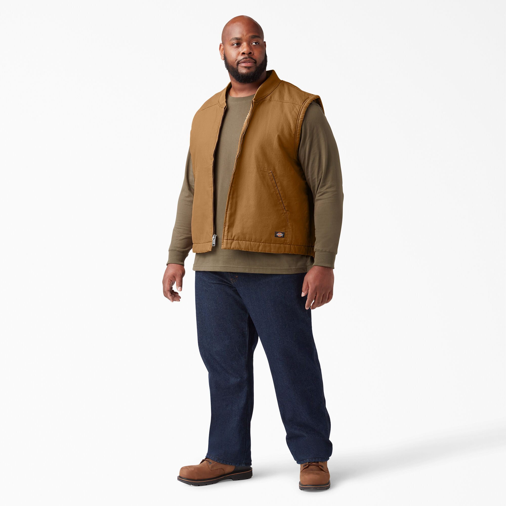 Veste sans manches en coutil doublee en molleton long