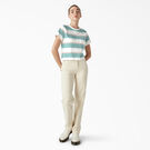 T-shirt &agrave; poche court et ray&eacute; pour femmes - Pastel Turquoise Stripe &#40;SQS&#41;