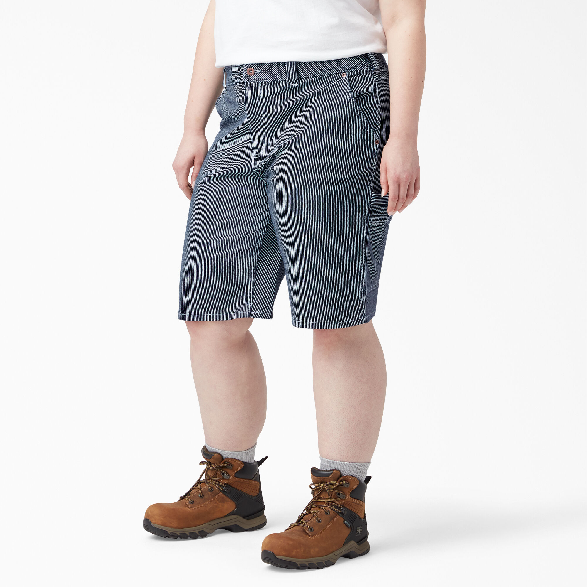 Women s Plus Hickory Stripe Carpenter Shorts