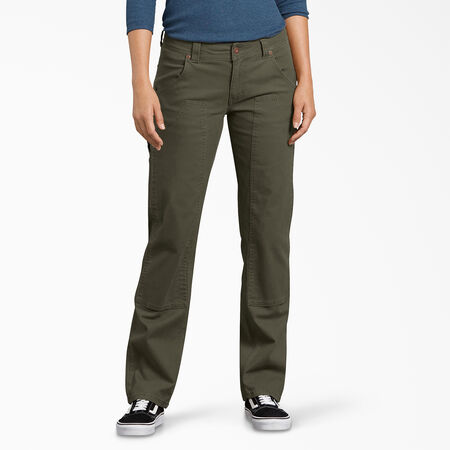 Women&#39;s Duck Double-Front Carpenter Pants - Rinsed Moss Green &#40;RMS&#41;