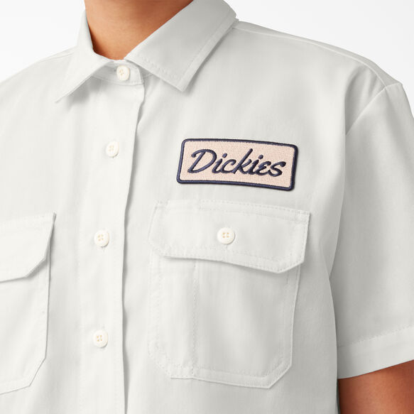 Women&#39;s Embroidered Patch Cropped Work Shirt - Rinsed Cloud &#40;R2C&#41;