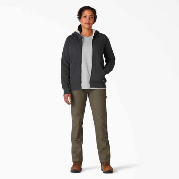 Haut &agrave; capuchon doubl&eacute; en molleton poil long pour femmes - Black &#40;KBD&#41;