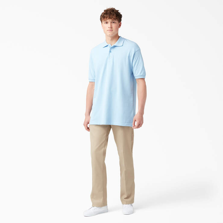 Adult Size Piqué Short Sleeve Polo - Light Blue (LB) image number 4