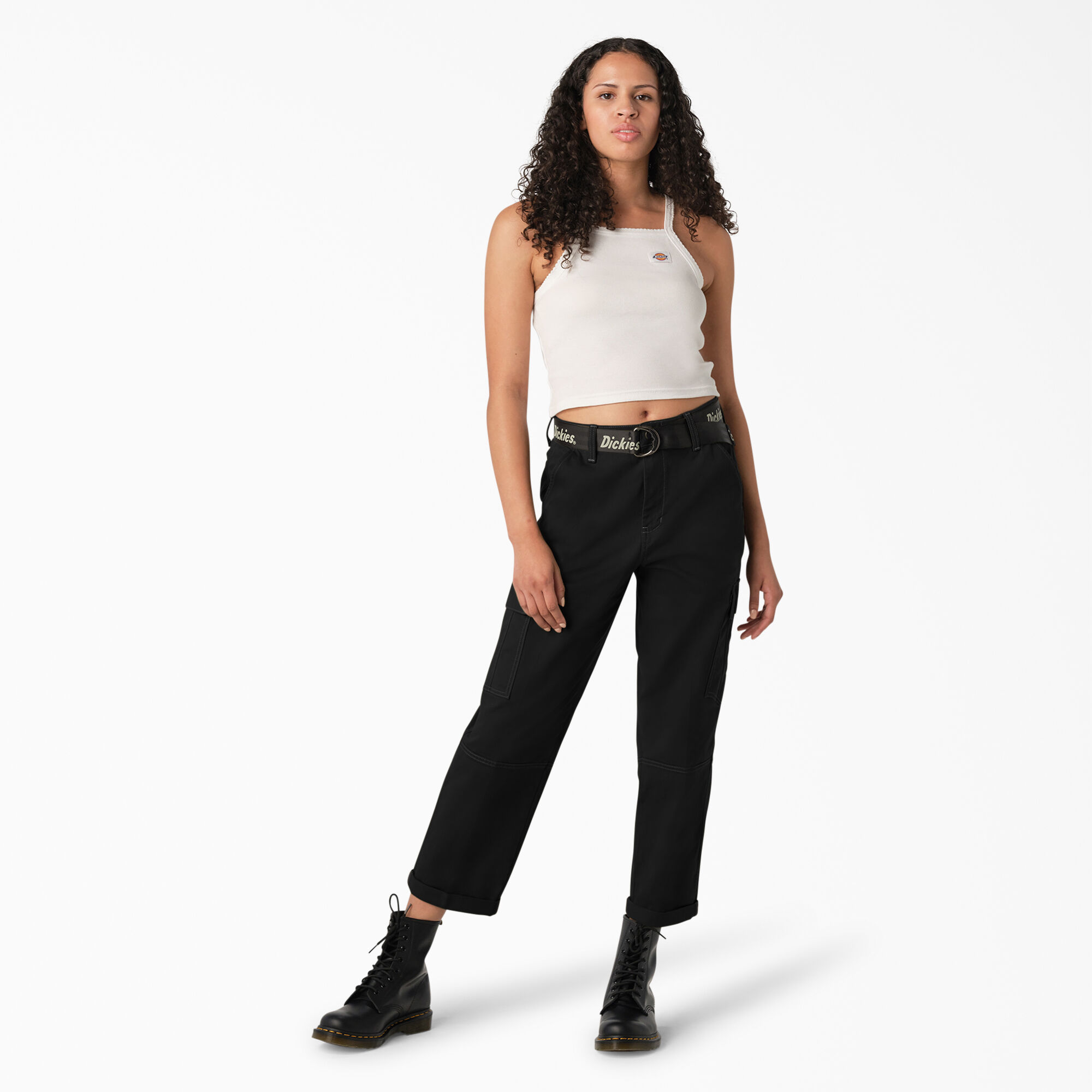 Women s Relaxed Fit Contrast Stitch Cropped Cargo Pants