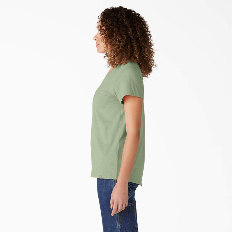T-shirt à encolure en V et manches courtes pour femmes - Celadon Green (C2G) numéro de l’image 3