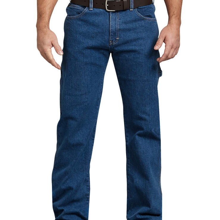 FLEX Relaxed Fit Straight Leg Carpenter Denim Jeans - Stonewashed Indigo Blue (FSI) image number 1