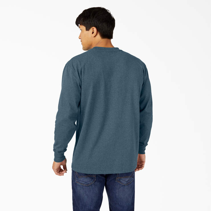 Heavyweight Heathered Long Sleeve Pocket T-Shirt - Baltic Blue Heather (BUD) image number 2
