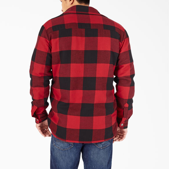 Lined Flannel Shirt Jacket with Hydroshield - English Red Black Buffalo Plai &#40;FP1&#41;