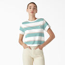 T-shirt &agrave; poche court et ray&eacute; pour femmes - Pastel Turquoise Stripe &#40;SQS&#41;