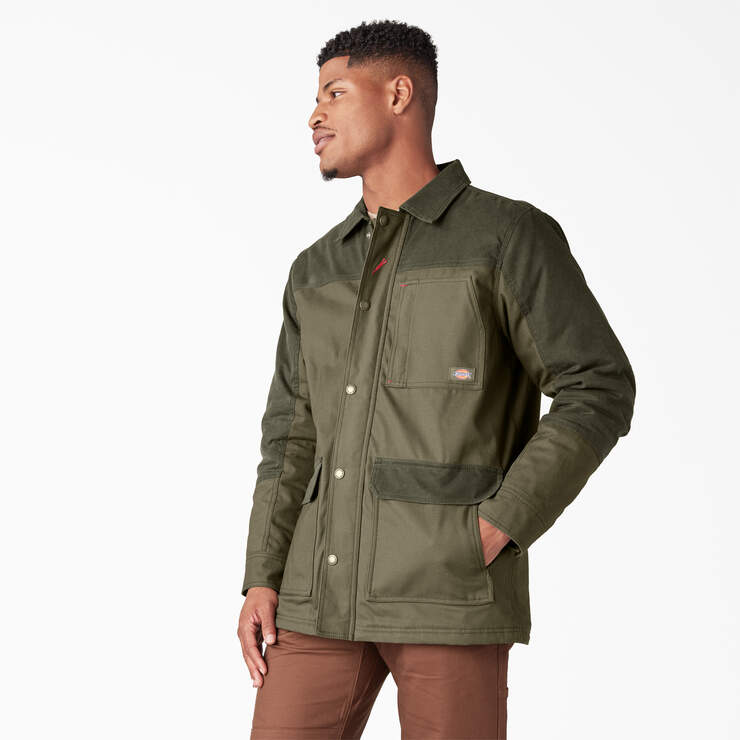 Waxed Canvas Chore Coat - Moss Green (MS) image number 3