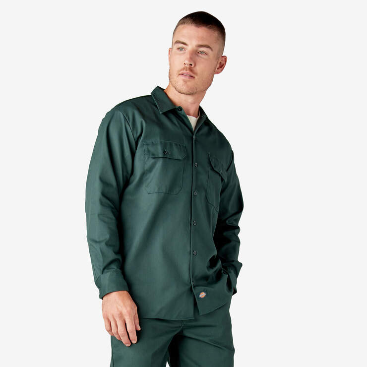 Long Sleeve Work Shirt - Hunter Green (GH) image number 4