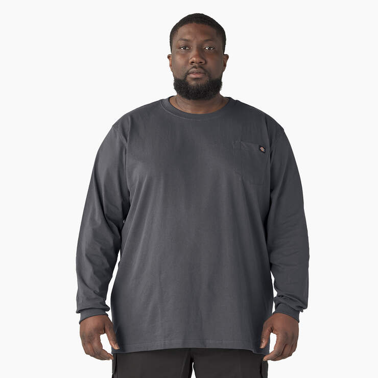 Heavyweight Long Sleeve Pocket T-Shirt - Charcoal Gray (CH) image number 4