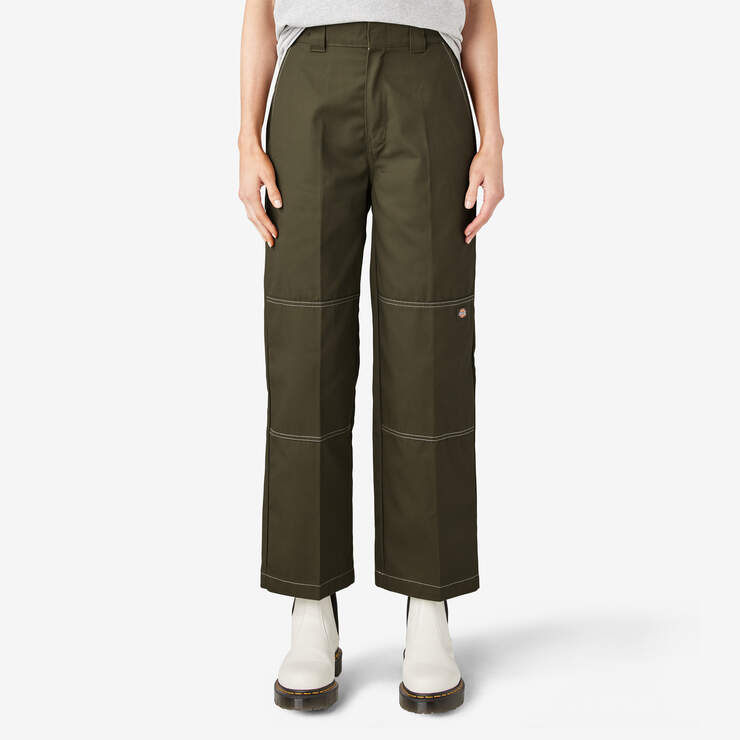 Pantalon à genoux renforcés de coupe décontractée pour femmes - Military Green (ML) numéro de l’image 1