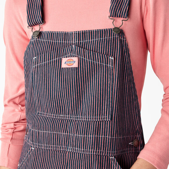 Women&rsquo;s Regular Fit Hickory Stripe Bib Overalls - Pink/Navy Hickory Stripe &#40;KRS&#41;