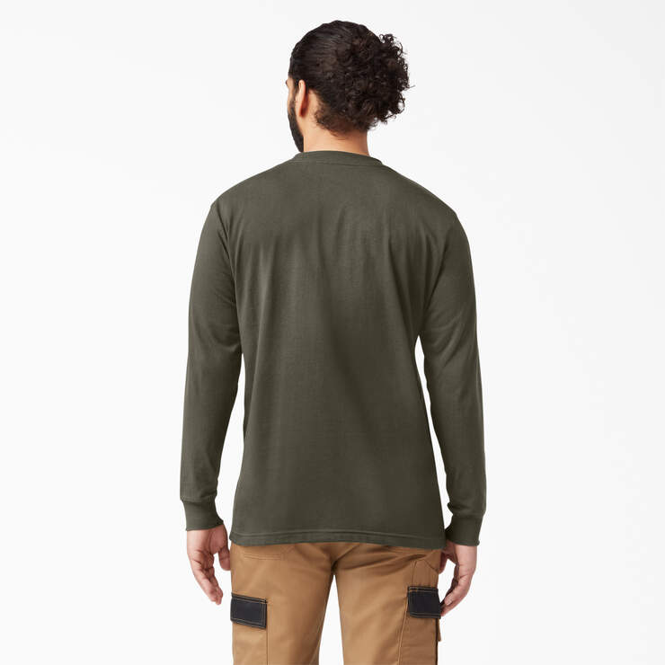 Heavyweight Long Sleeve Pocket T-Shirt - Moss Green (MS) image number 2