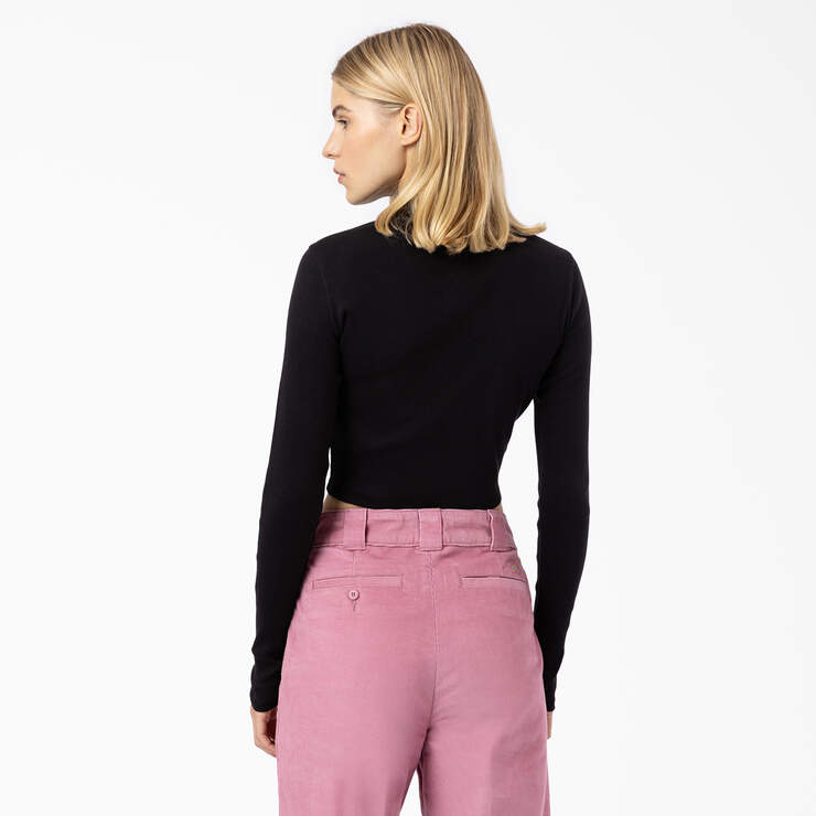 Women's Tallasee Long Sleeve Cropped Polo - Black (KBK) image number 2
