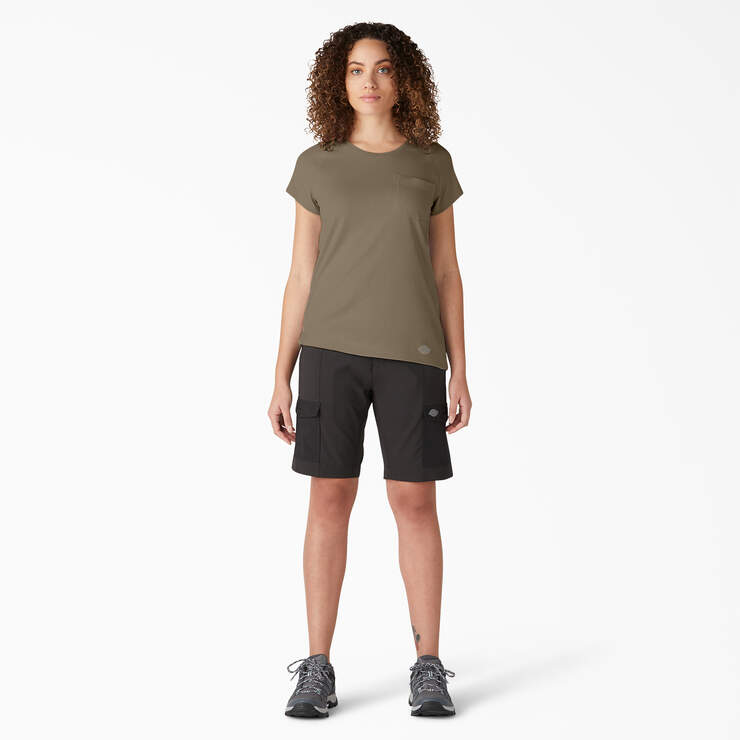T-shirt rafraîchissant à manches courtes et à poche pour femmes - Military Green Heather (MLD) numéro de l’image 4