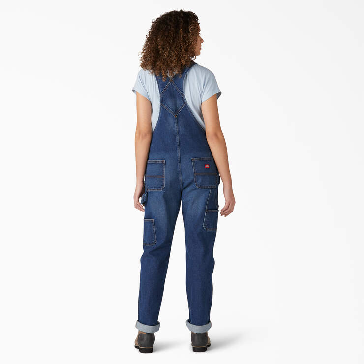 Women's Denim Boyfriend Fit Bib Overalls - Retro Stonewashed (RSW) image number 2