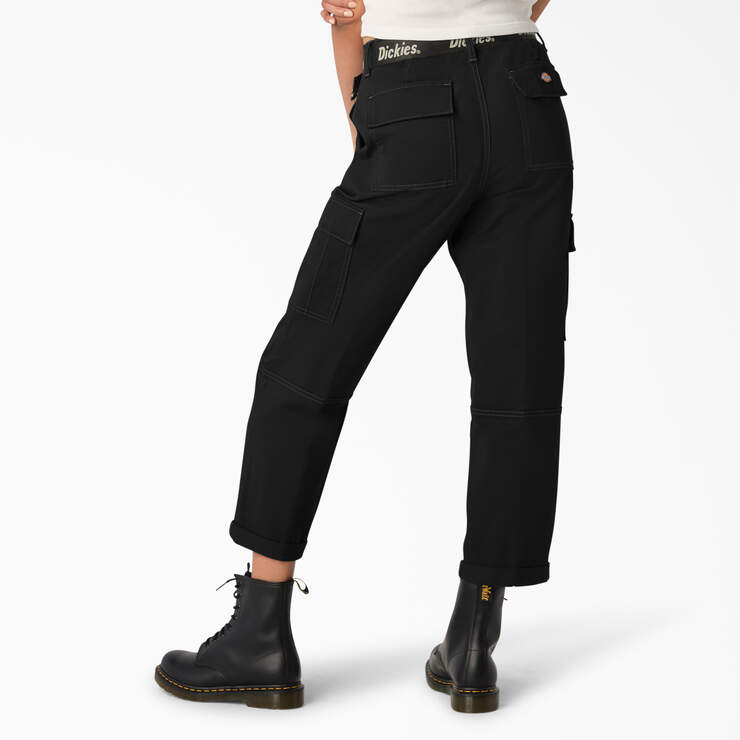 Pantalon cargo court de coupe décontractée à coutures contrastées pour femmes - Black (BKX) numéro de l’image 2