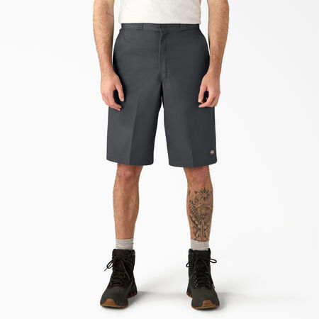 Loose Fit Flat Front Work Shorts, 13&quot; - Charcoal Gray &#40;CH&#41;
