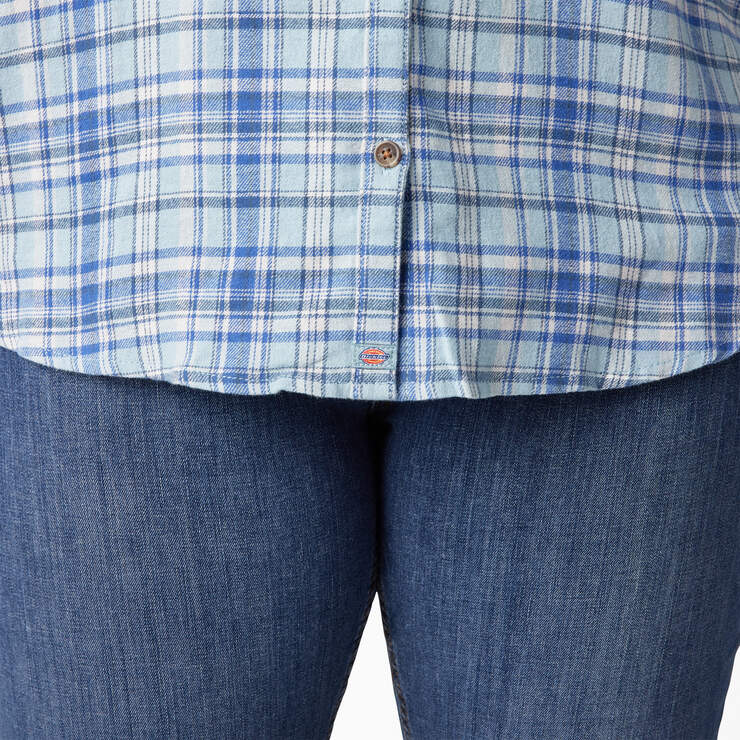 Chemise en flanelle à motif tartan à manches longues pour femmes taille plus - Clear Blue/Orchard Plaid (B2Y) numéro de l’image 9