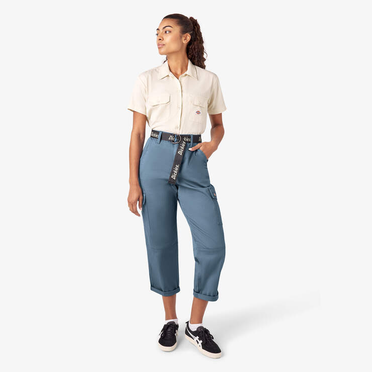 Women's Relaxed Fit Cropped Cargo Pants - Coronet Blue (CNU) image number 5