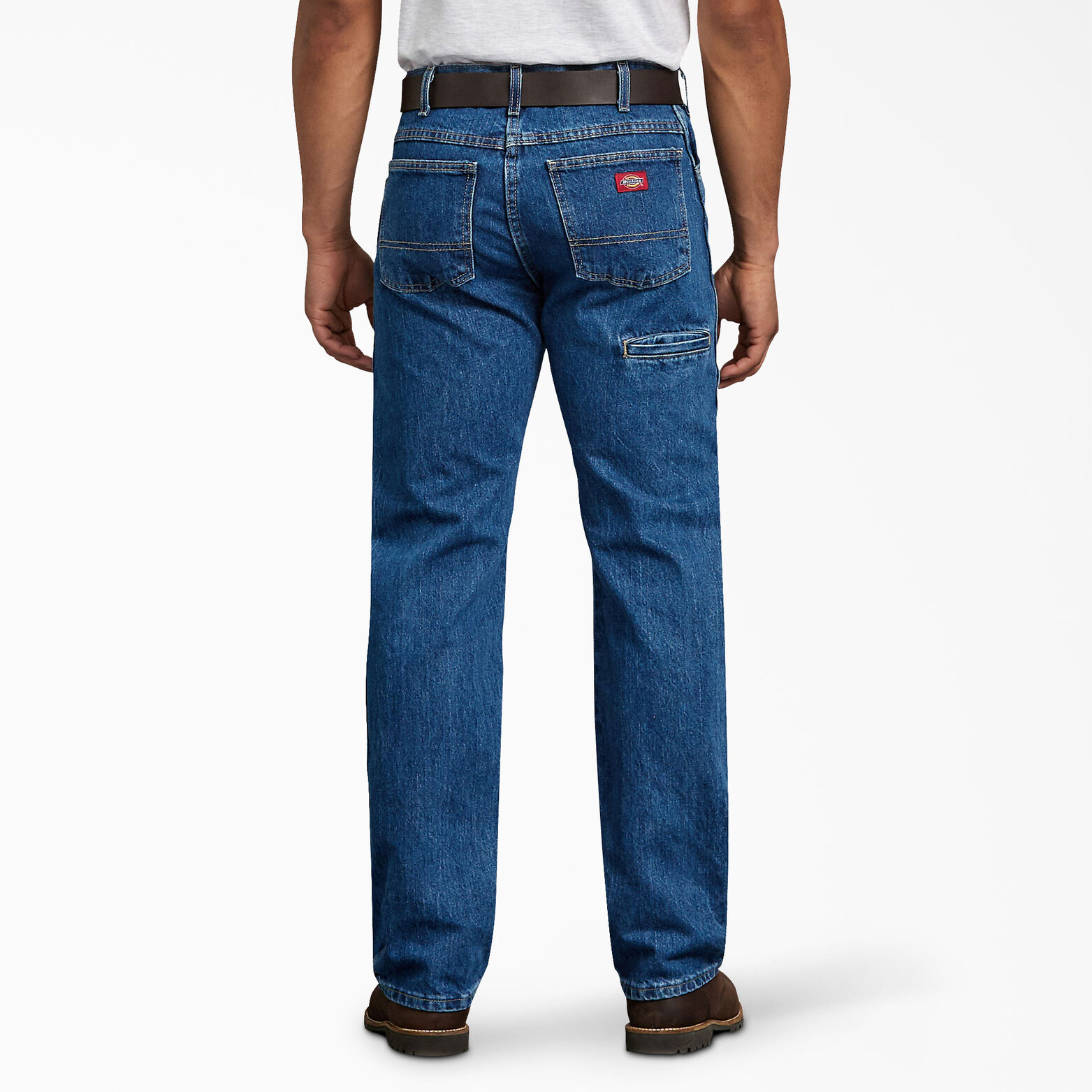 Regular Straight Fit 6Pocket Denim Jeans , Stonewashed Indigo Blue