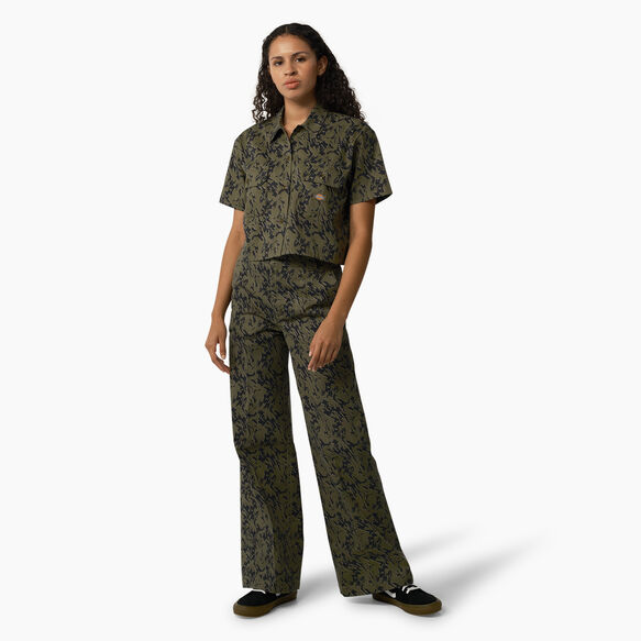 Women&#39;s Drewsey Camo Cropped Work Shirt - Military Green Glitch Camo &#40;MPE&#41;