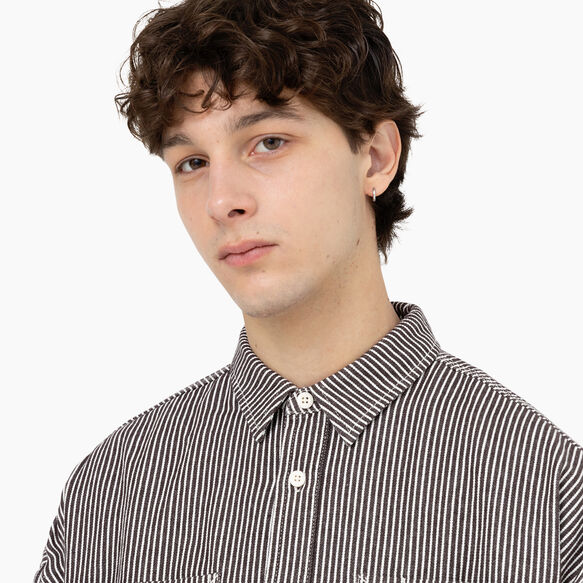 Hickory Stripe Long Sleeve Work Shirt - Ecru/Brown &#40;EUB&#41;