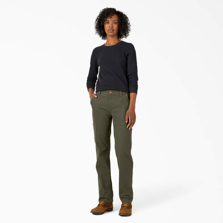 Pantalon menuisier en coutil de coupe droite et décontractée FLEX pour femmes - Rinsed Moss Green (RMS) numéro de l’image 5