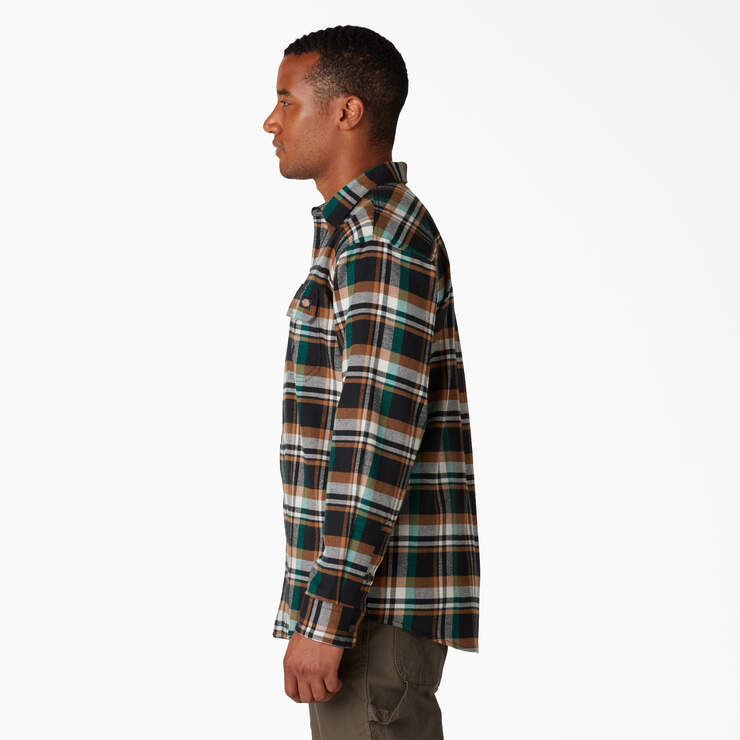 FLEX Long Sleeve Flannel Shirt - Black Cadmium Green Plaid (K2P) image number 3