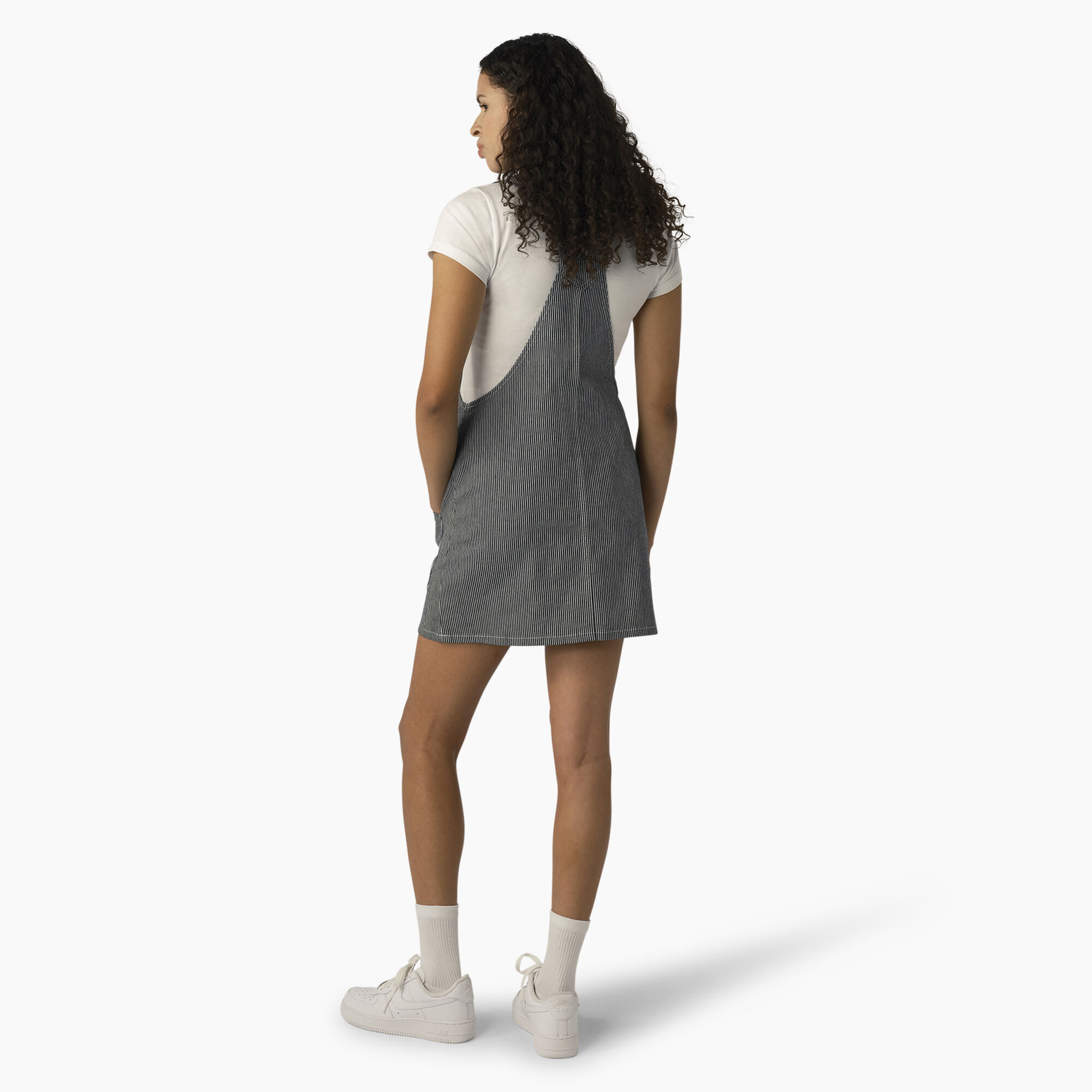 Women s Regular Fit Hickory Stripe Bib Overall Dress