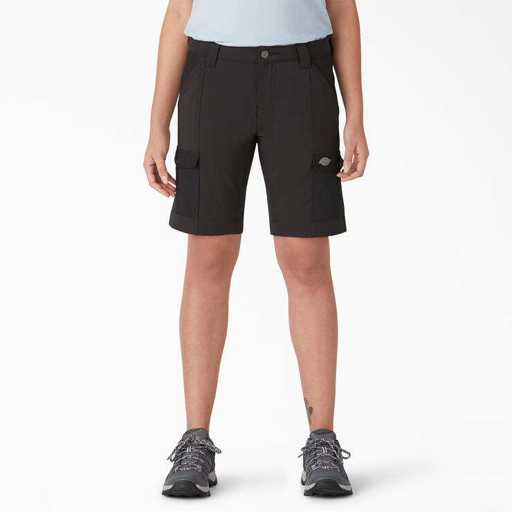 Women's Cooling Slim Fit Cargo Shorts, 10" - Black (BK) image number 1
