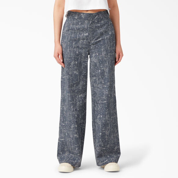Pantalon de travail de coupe standard &agrave; jambe large pour femmes - Rinsed Navy Crosshatch &#40;R2A&#41;