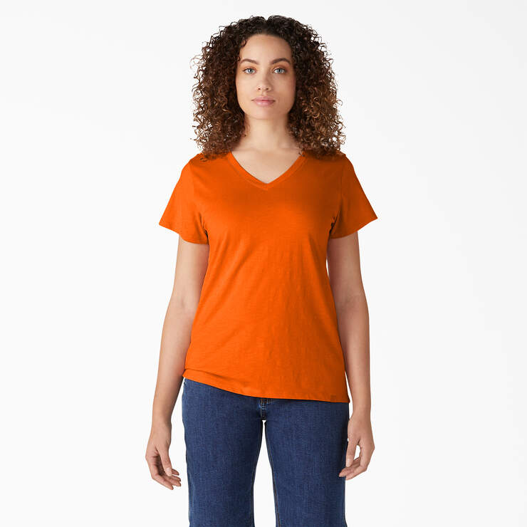 T-shirt à encolure en V et manches courtes pour femmes - Scarlet Ibis (S2S) numéro de l’image 1