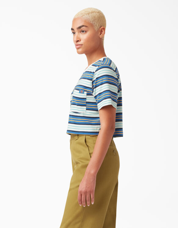 T-shirt court ray&eacute; pour femmes - Cobalt Stripe &#40;C2S&#41;