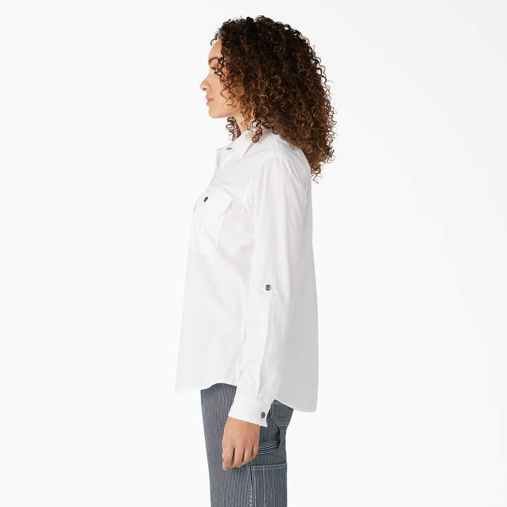 Women’s Long Sleeve Roll-Tab Work Shirt - White (WH) image number 3