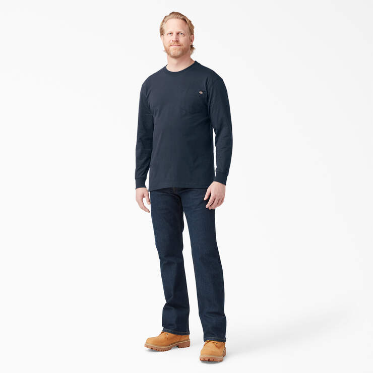 Heavyweight Long Sleeve Pocket T-Shirt - Dark Navy (DN) image number 7