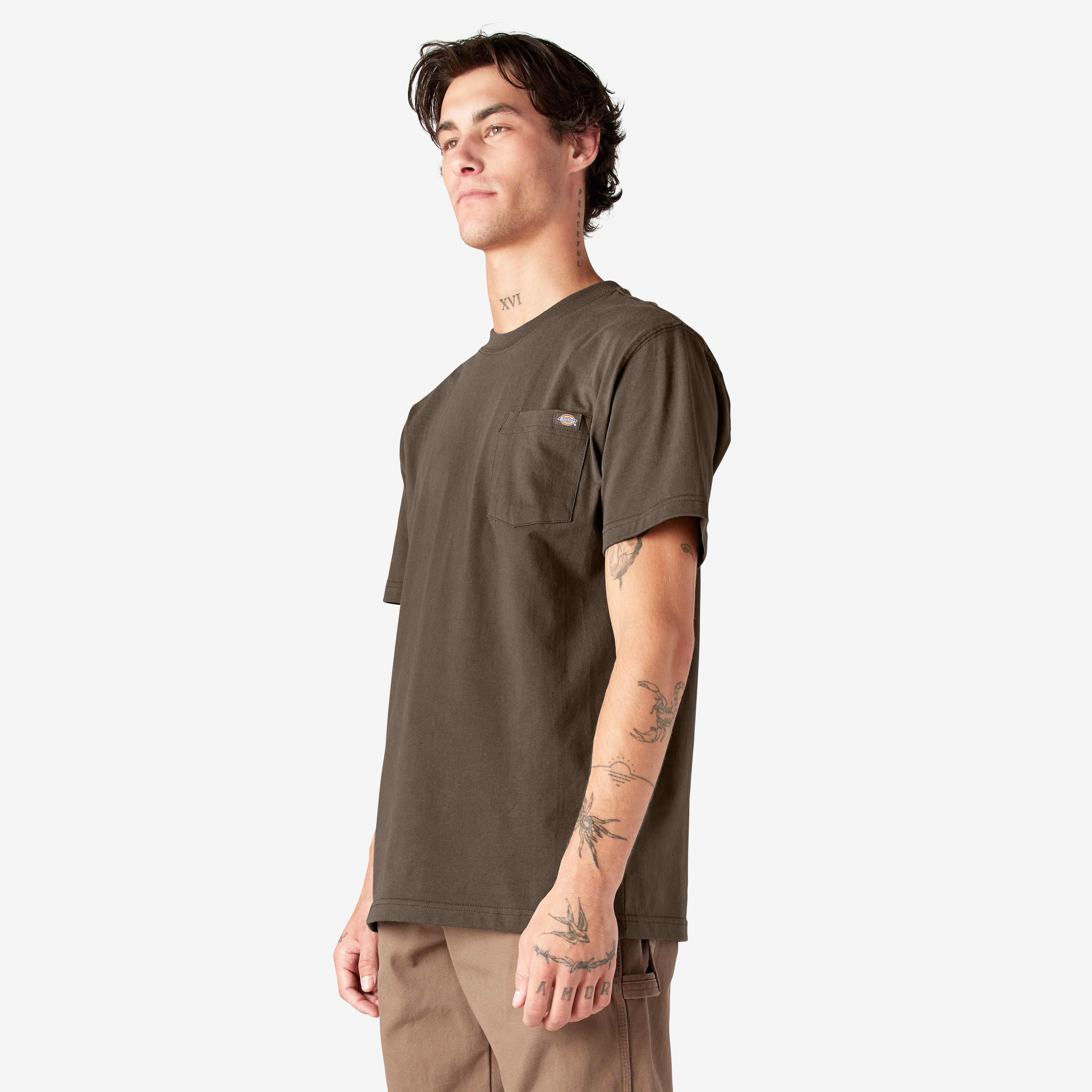 Crew neck t shirt with pocket sale