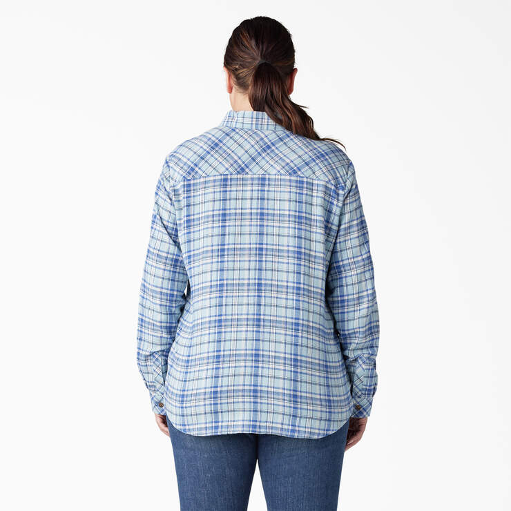 Chemise en flanelle à motif tartan à manches longues pour femmes taille plus - Clear Blue/Orchard Plaid (B2Y) numéro de l’image 2