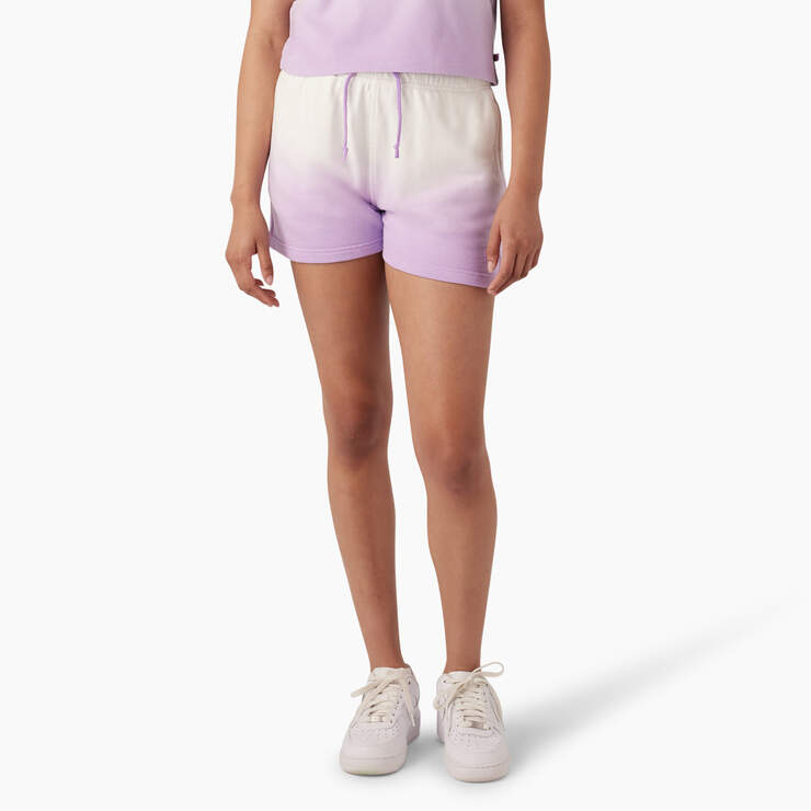 Women's Relaxed Fit Ombre Knit Shorts, 3" - Cloud/Purple Rose Dip Dye (CUD) image number 1