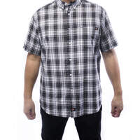 Men's Short Sleeve Plaid Shirt - Black (BLK)