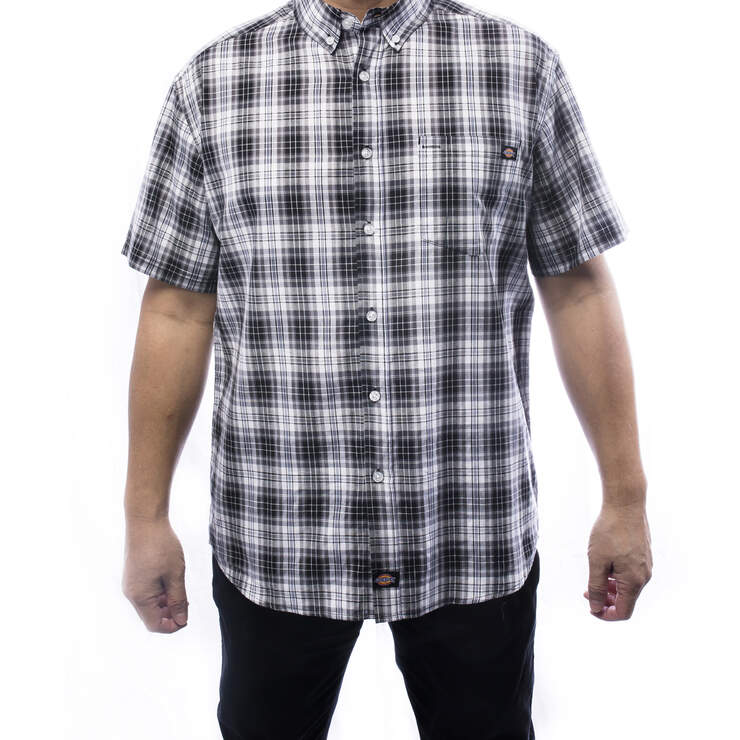Men's Short Sleeve Plaid Shirt - Black (BLK) image number 1