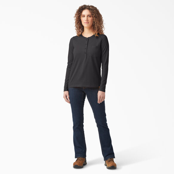 Haut Henley &eacute;pais pour femmes - Black &#40;KBK&#41;