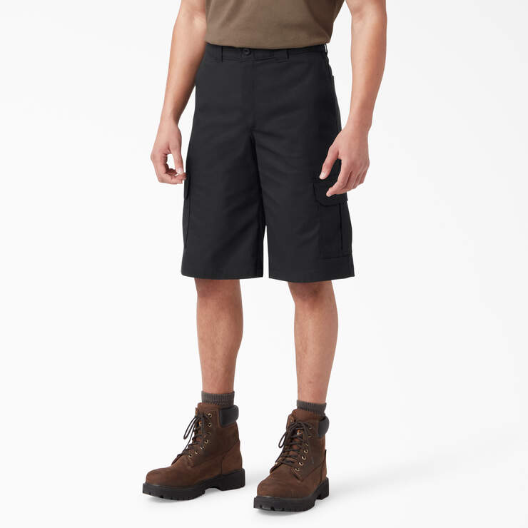 FLEX Relaxed Fit Cargo Shorts, 13" - Black (BK) image number 1