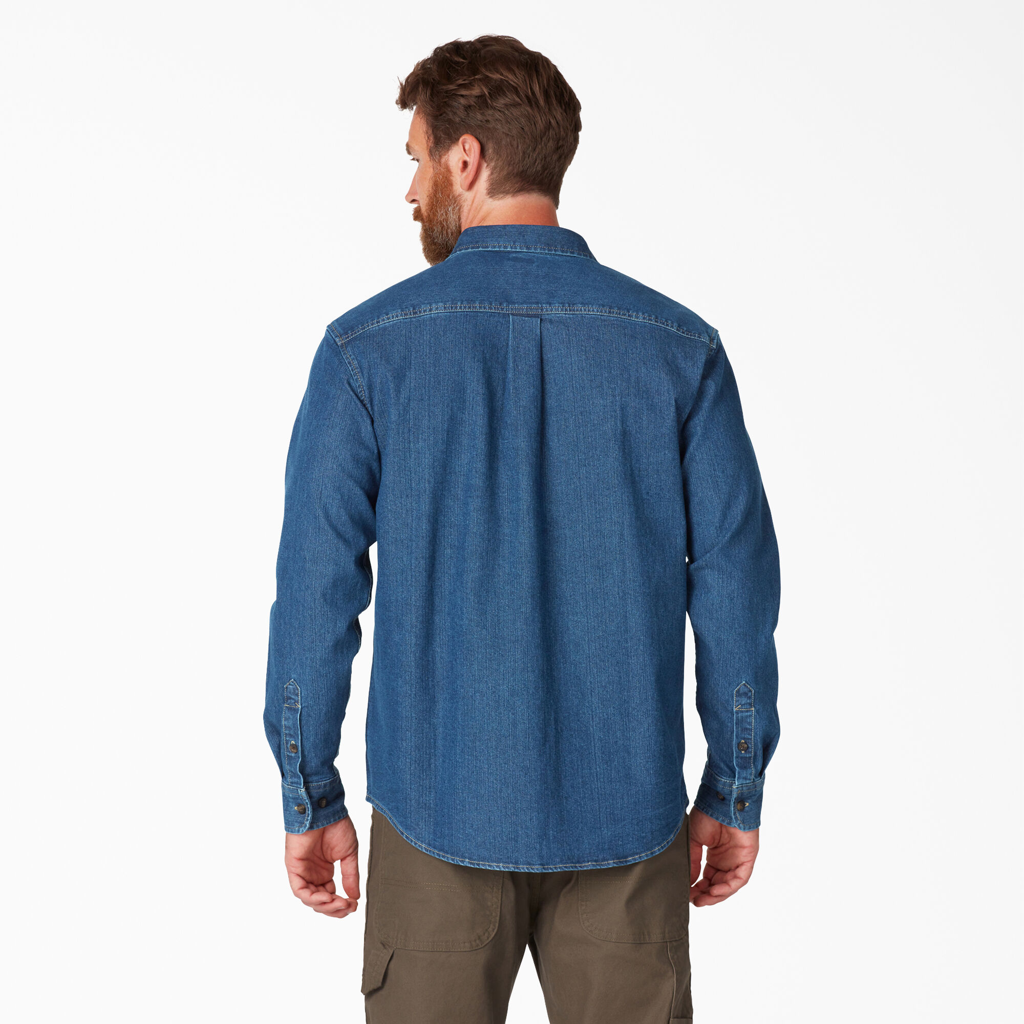 Blue denim long sleeve shirt online