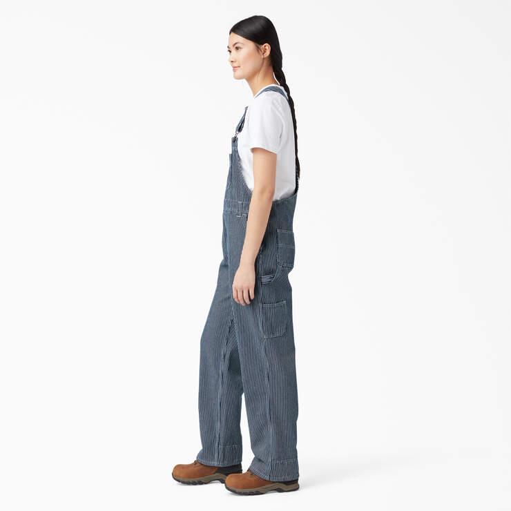 Women's Relaxed Fit Bib Overalls - Rinsed Hickory Stripe (RHS) image number 3