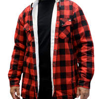 Men's Lined Flannel Long Sleeve Woven Shirt - Black/English Red (BKER)